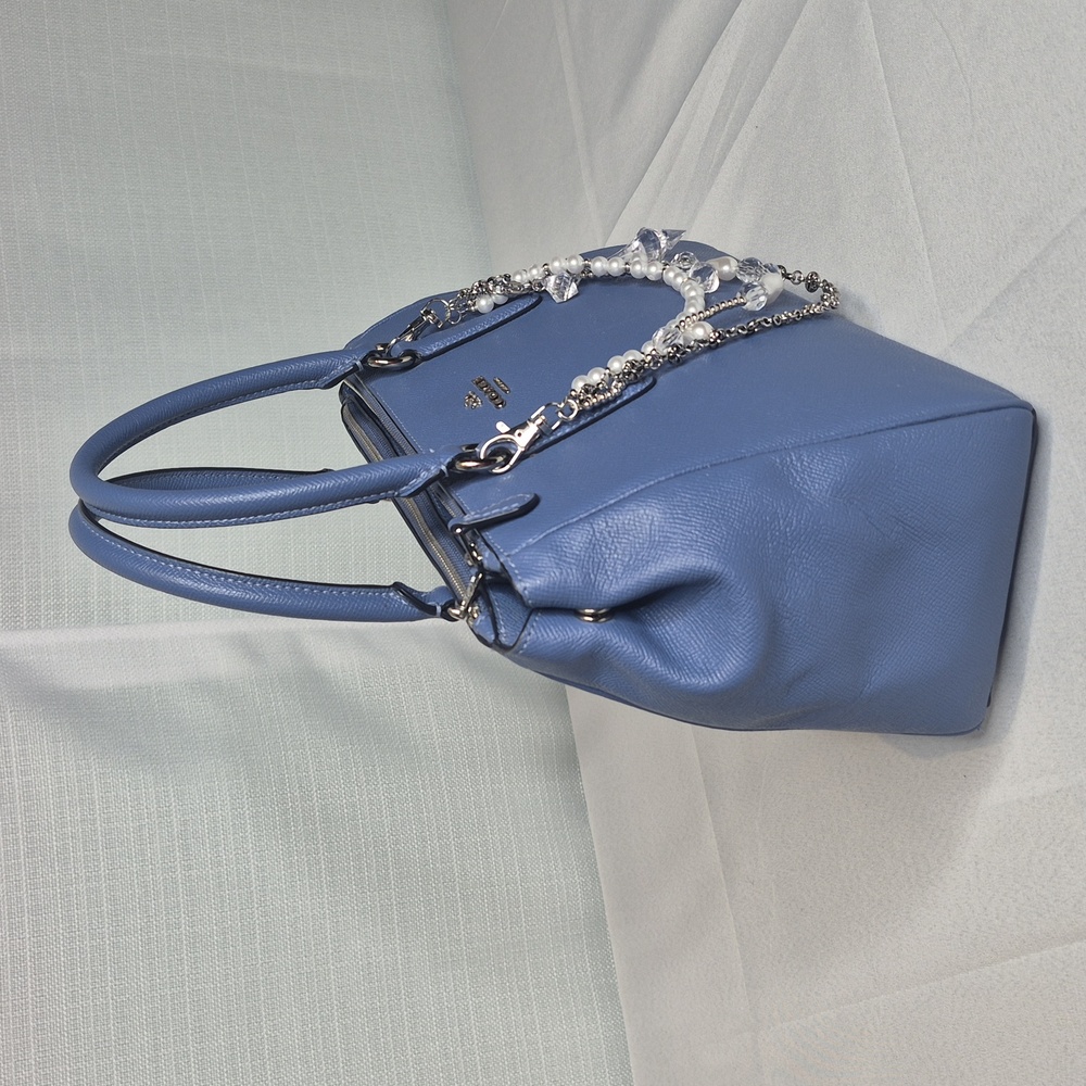 Coach Surry Blue Leather Double Top Zip Satchel 💙 (LIKE NEW) - Picture 7 of 17